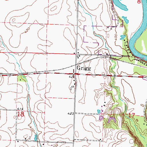 Topographic Map of Grigg, IL