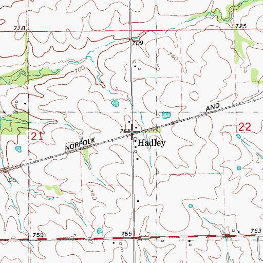 Topographic Map of Hadley, IL