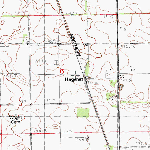 Topographic Map of Hagener, IL