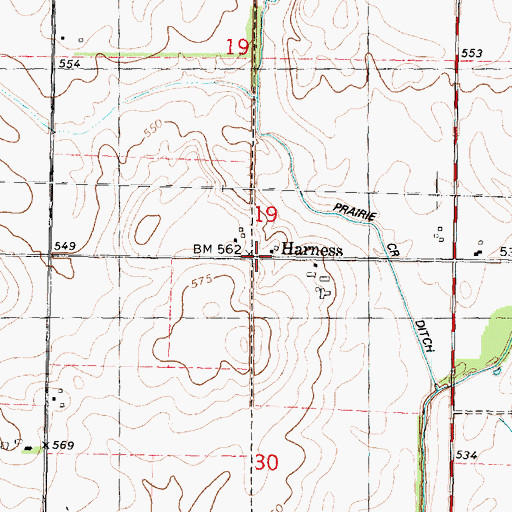 Topographic Map of Harness, IL