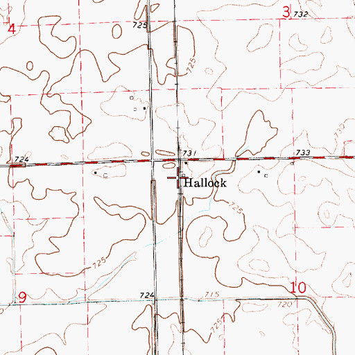 Topographic Map of Hallock, IL