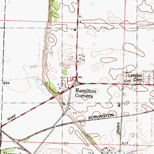 Topographic Map of Hamilton Corners, IL