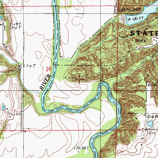 Topographic Map of Hanley Ford, IL