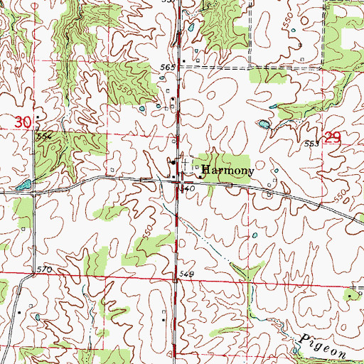 Topographic Map of Harmony, IL