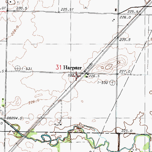 Topographic Map of Harpster, IL