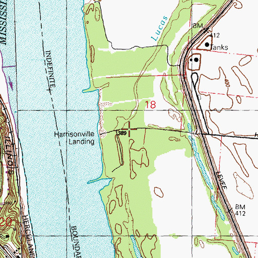 Topographic Map of Harrisonville Landing, IL