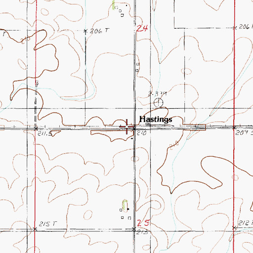 Topographic Map of Hastings, IL