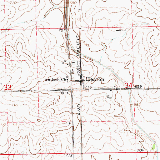 Topographic Map of Heaton, IL
