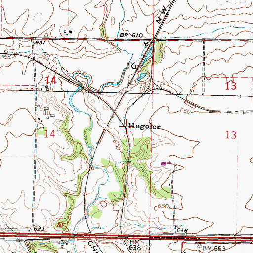 Topographic Map of Hegeler, IL