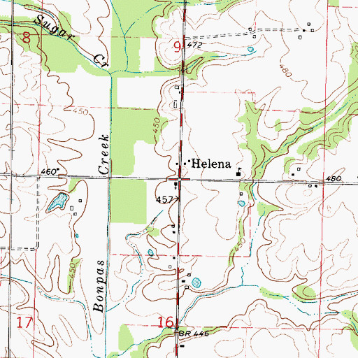 Topographic Map of Helena, IL