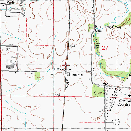 Topographic Map of Hendrix, IL