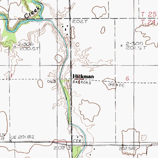 Topographic Map of Hickman, IL
