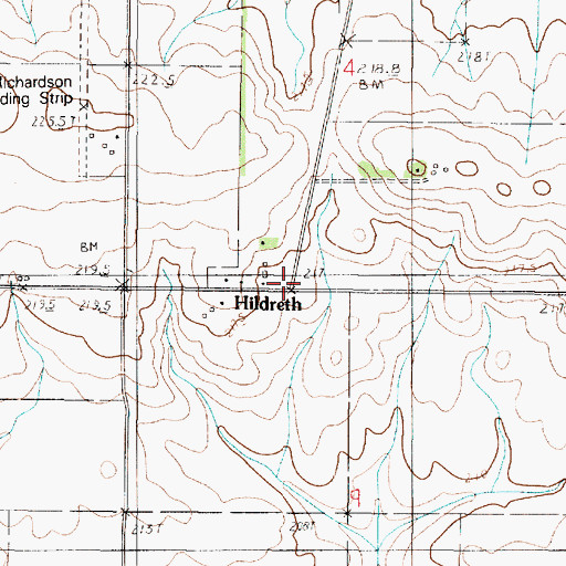 Topographic Map of Hildreth, IL