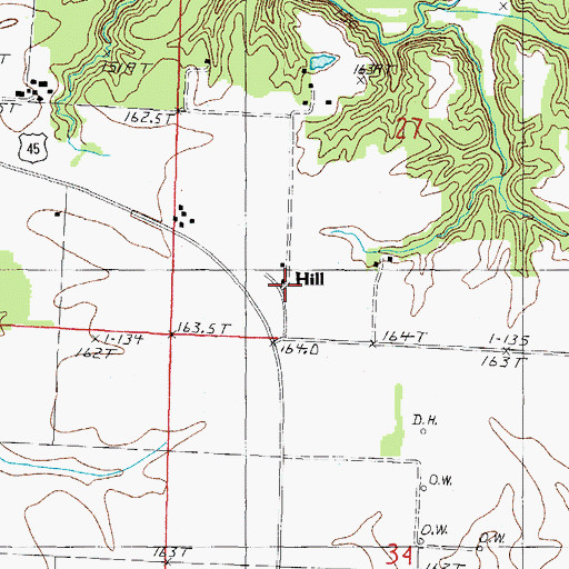 Topographic Map of Hill, IL