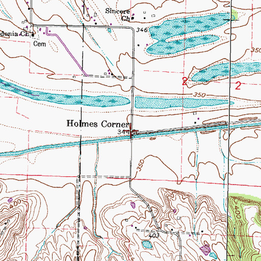 Topographic Map of Holmes Corner, IL