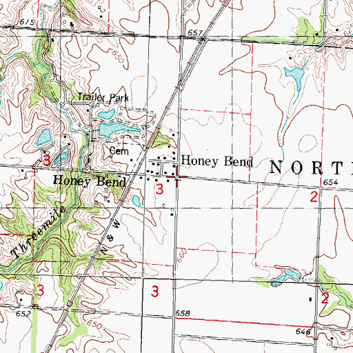 Topographic Map of Honey Bend, IL