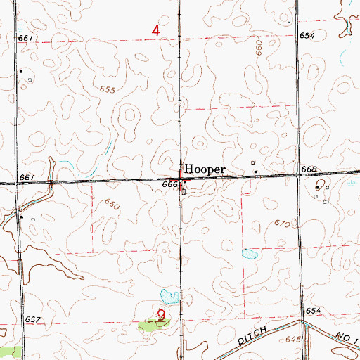 Topographic Map of Hooper, IL