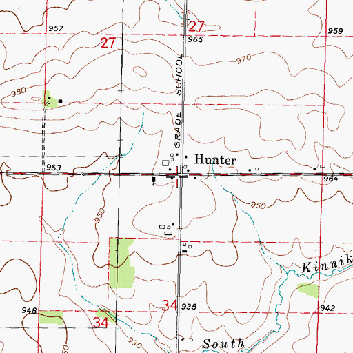 Topographic Map of Hunter, IL