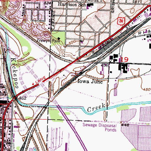 Topographic Map of Iowa Junction, IL