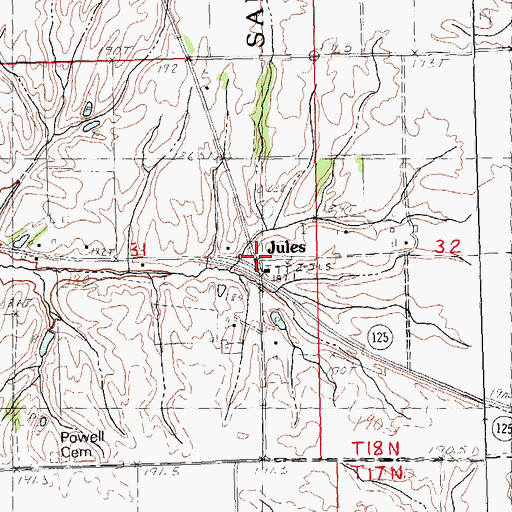 Topographic Map of Jules, IL
