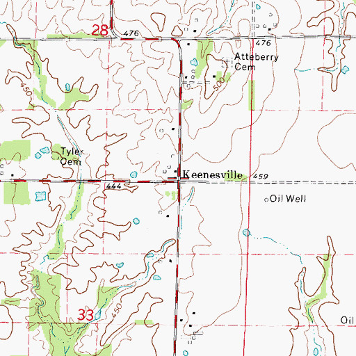 Topographic Map of Keenesville, IL