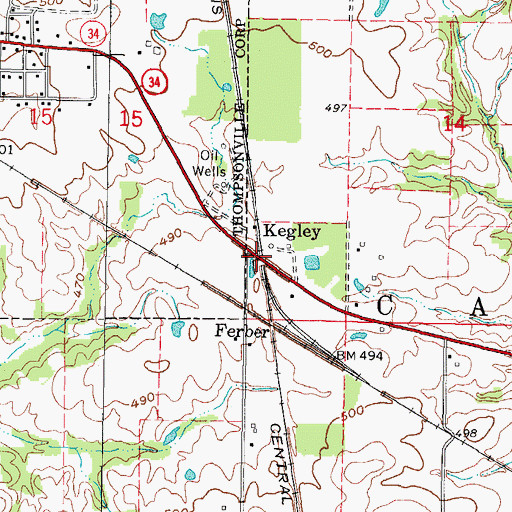 Topographic Map of Kegley, IL