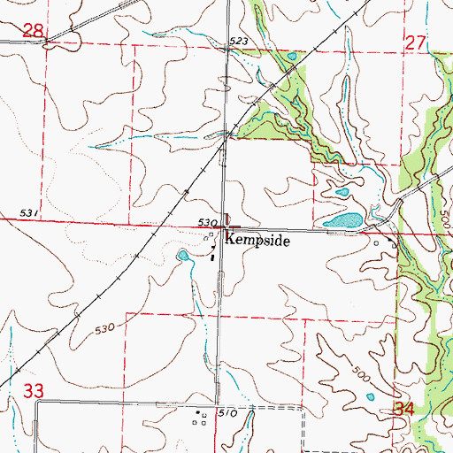Topographic Map of Kempside, IL