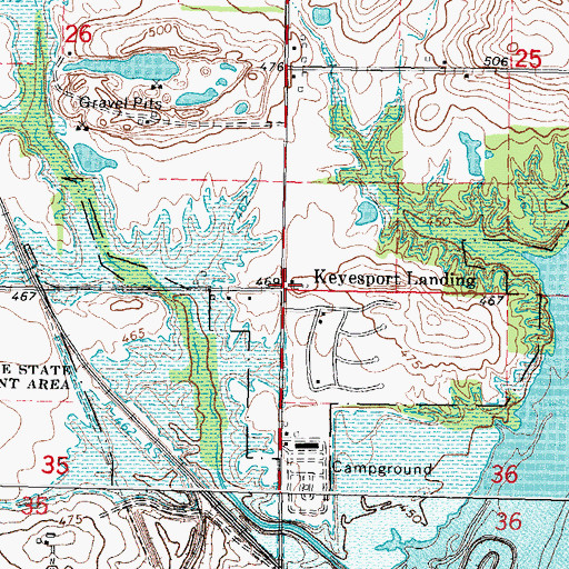 Topographic Map of Keyesport Landing, IL