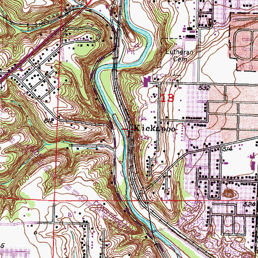 Topographic Map of Kickapoo, IL