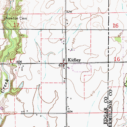 Topographic Map of Kidley, IL