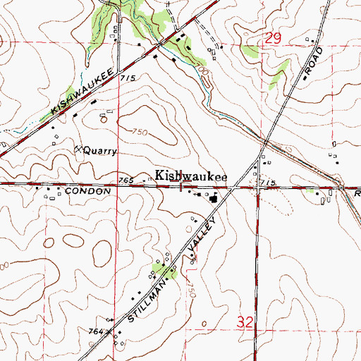Topographic Map of Kishwaukee, IL