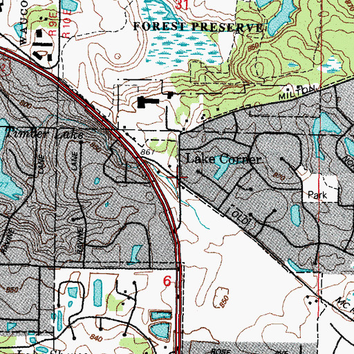 Topographic Map of Lake Corner, IL