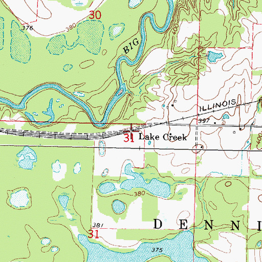 Topographic Map of Lake Creek, IL