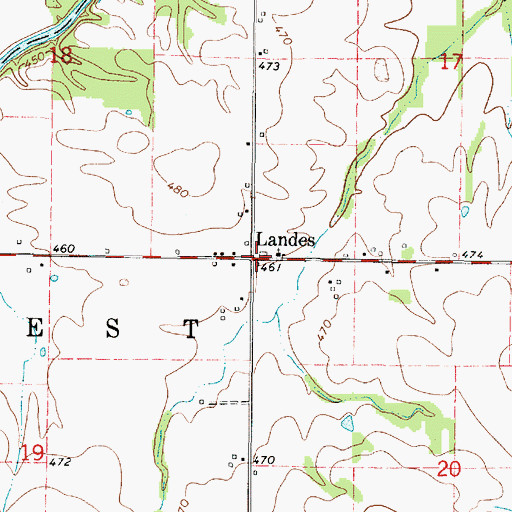 Topographic Map of Landes, IL