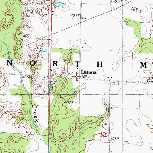 Topographic Map of Latona, IL