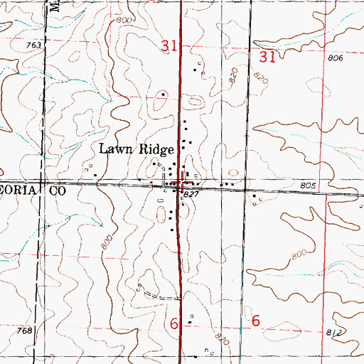 Topographic Map of Lawn Ridge, IL