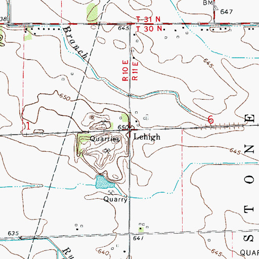 Topographic Map of Lehigh, IL