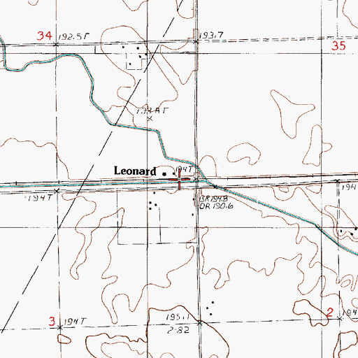 Topographic Map of Leonard, IL