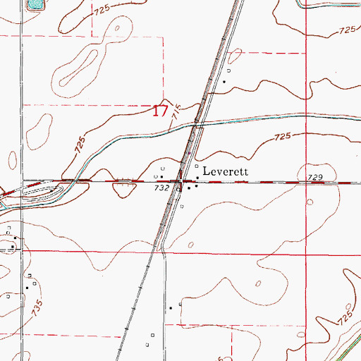 Topographic Map of Leverett, IL