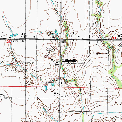 Topographic Map of Lillyville, IL