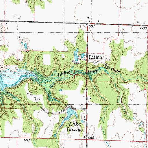 Topographic Map of Lithia, IL