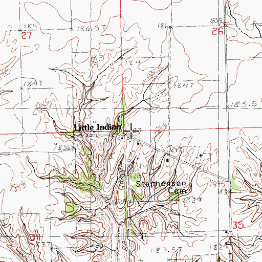 Topographic Map of Little Indian, IL
