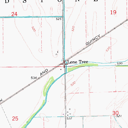 Topographic Map of Lone Tree, IL