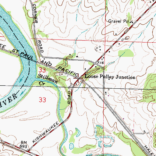 Topographic Map of Loose Pulley Junction, IL