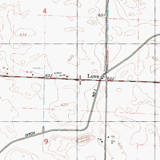 Topographic Map of Love, IL