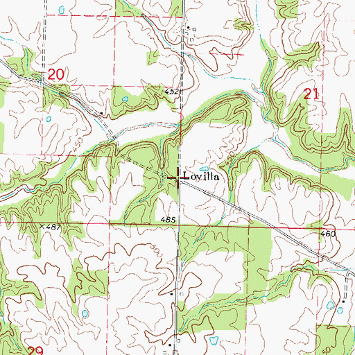 Topographic Map of Lovilla, IL