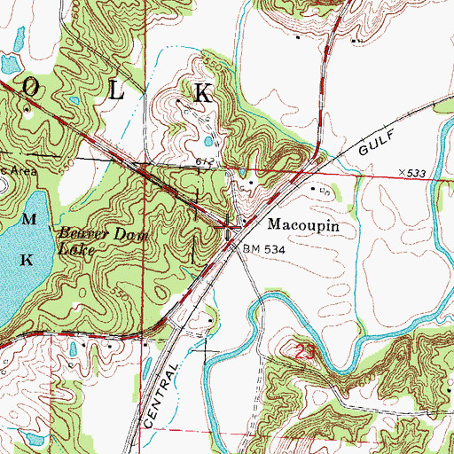 Topographic Map of Macoupin, IL