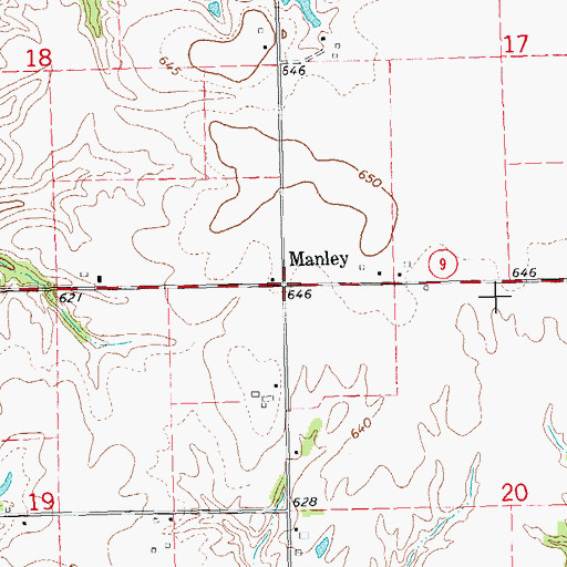 Topographic Map of Manley, IL