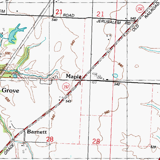 Topographic Map of Maple, IL