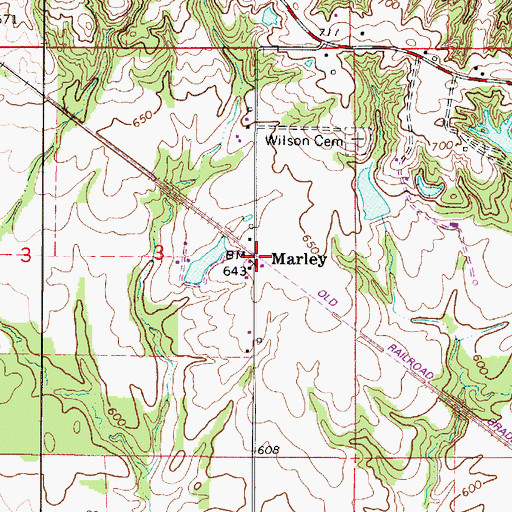 Topographic Map of Marley, IL